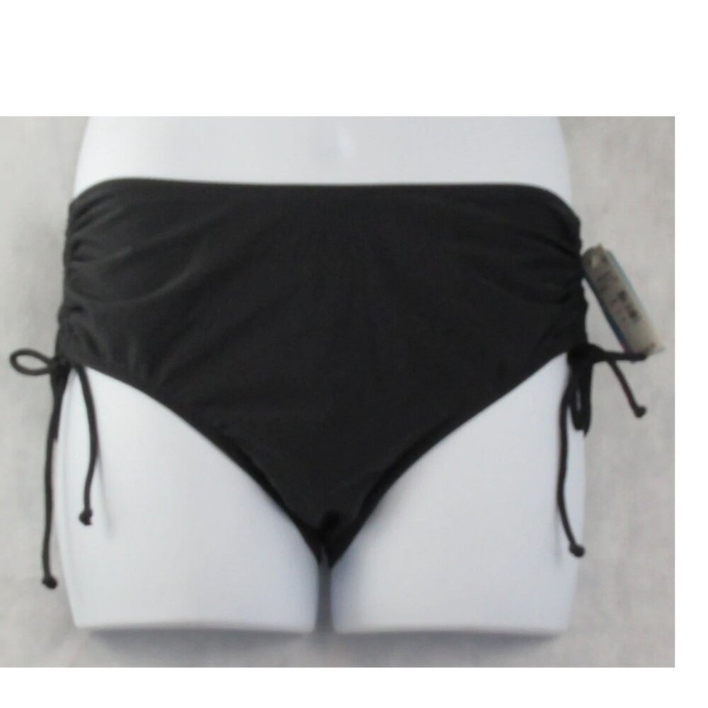 Swim Solutions Women's Ruched Brief Swim Bottom Swimsuit, Black, Size 18